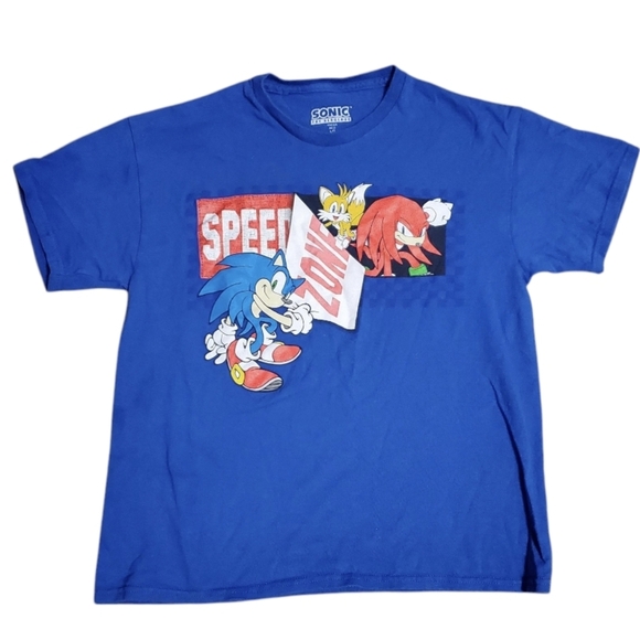 Sonic The Hedgehog Boys Speed Zone Cotton Tee Shirt Large L - Picture 1 of 4